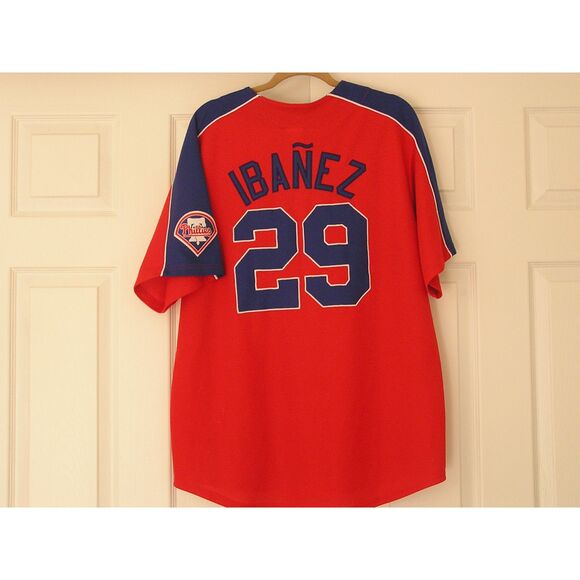 Official Philadelphia Phillies Ibanez Red Button Down Jersey Size XL Extra Large - Picture 2 of 7